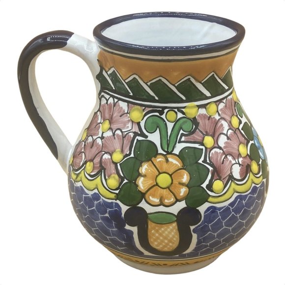 Mexican Puebla Talavera Other - Mexican Puebla Talavera Signed Hernandez Folk Art Pottery Wine Pitcher Jug